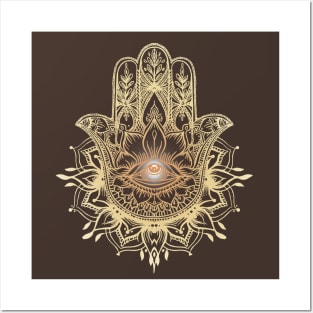 Hamsa light mandala Posters and Art